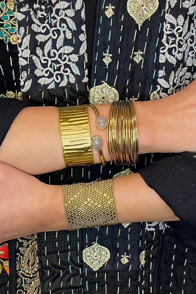 Shop Luna Gold Hammered Cuff Bracelet By Origen Imports - Origen Imports