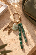 Luna jade gemstone keyring