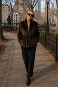 Luxe Faux Fur Coat With Tie