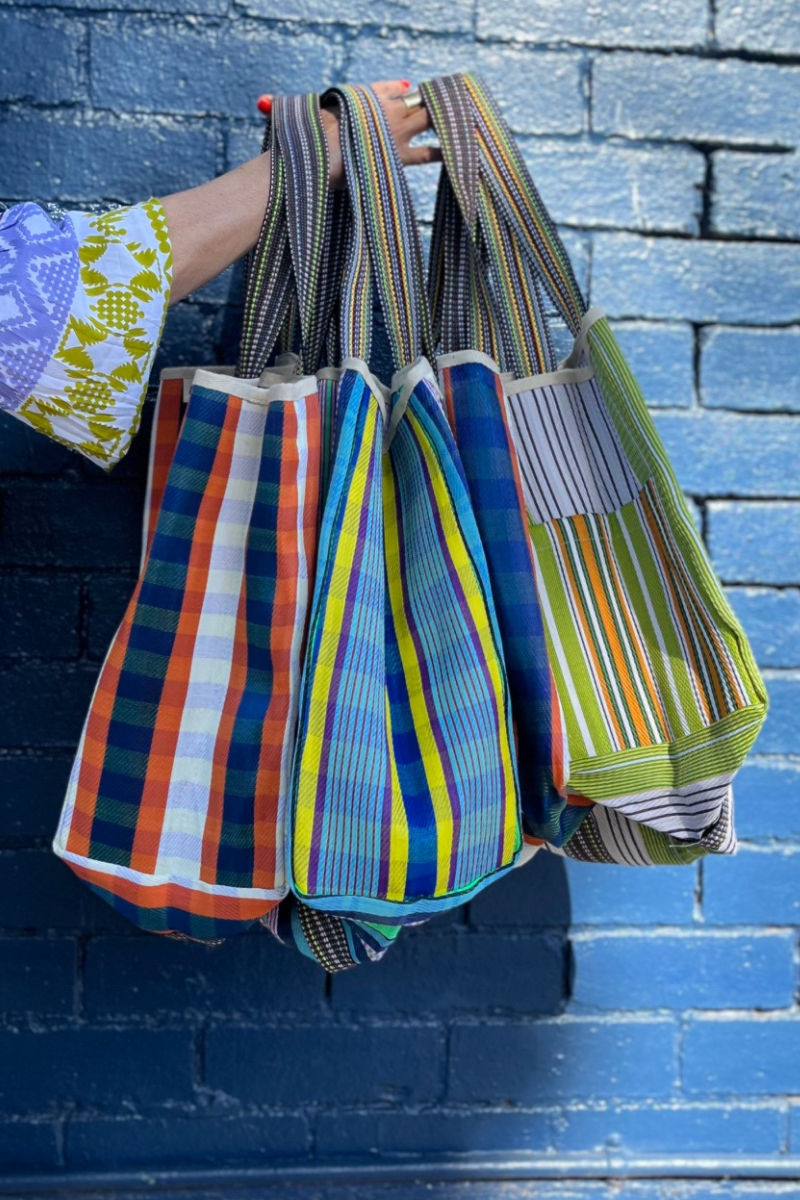 Shop Blue & Green Multi Shaped Market Bag - Origen Imports