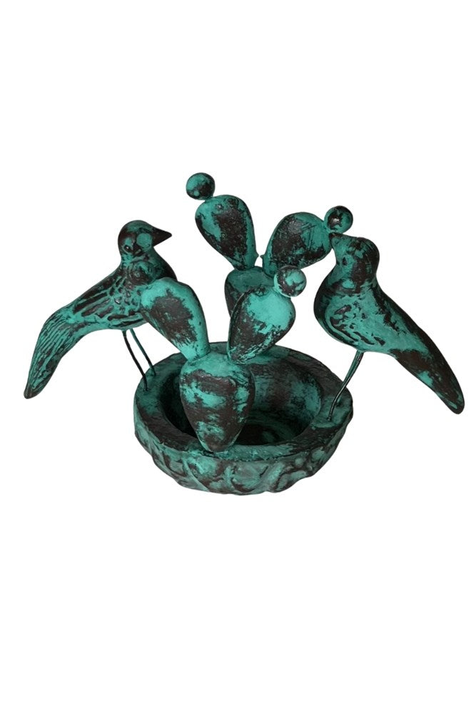 Mexican Clay Candleholder - Birds