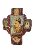 Frida Mexican Wooden Cross  with Decorations