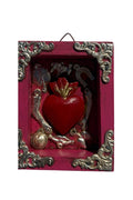 Pink Mexican Wooden Nicho with Heart & Milagros