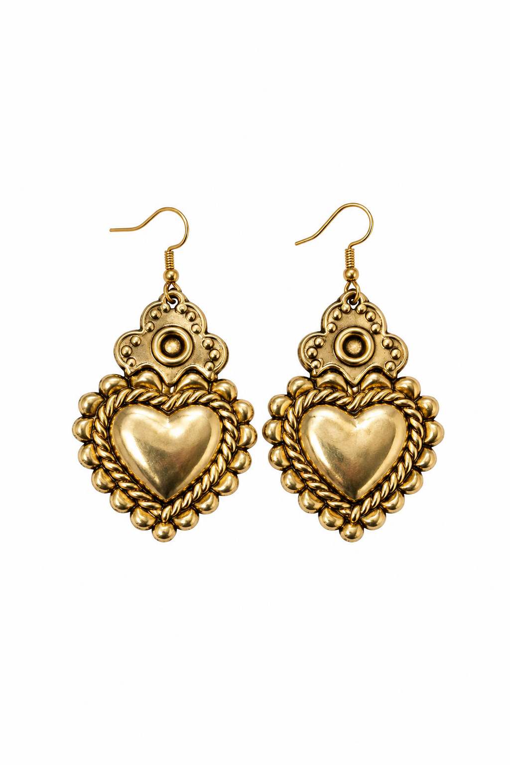 Mexican Antique Heart Earrings