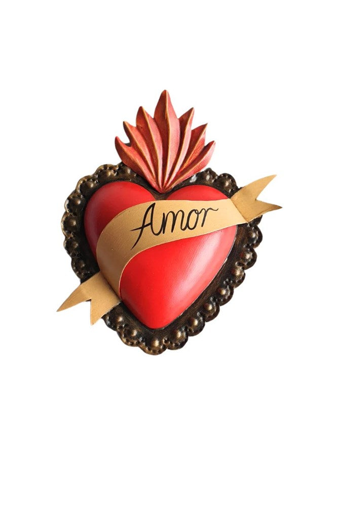 Mexican Tin Heart Amor - Large
