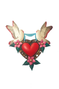 Mexican Tin Heart With 2 Doves