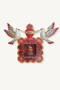 Mexican Tin Nicho Frida w Heart & Doves