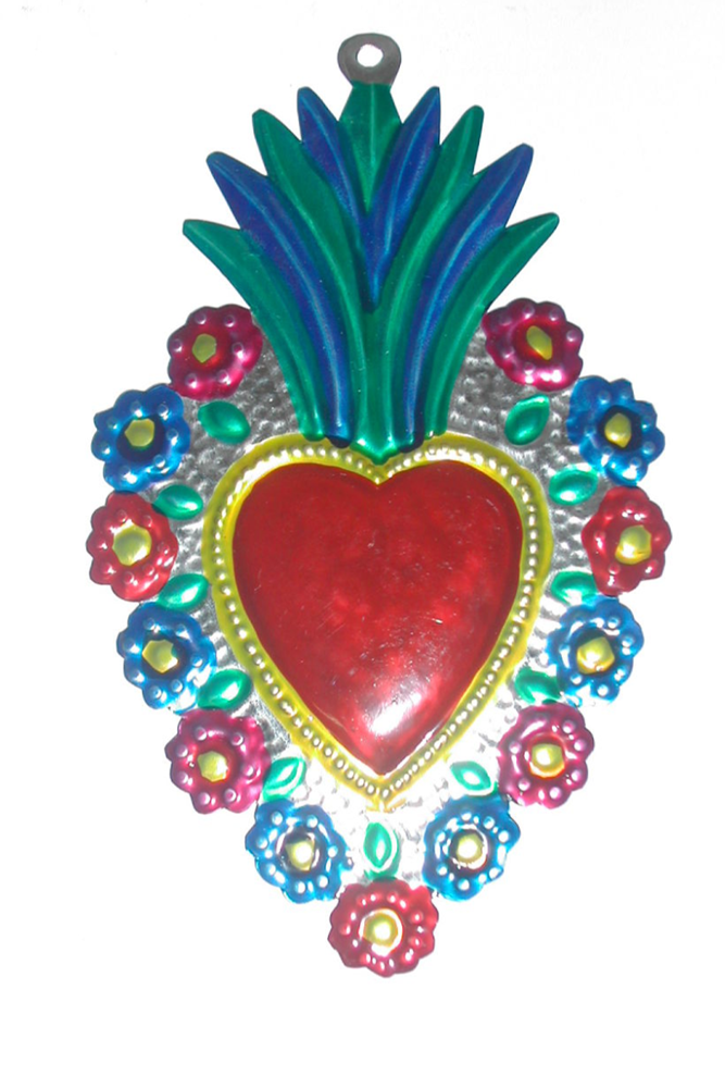 Shop Tin Heart With Flowers - Origen Imports
