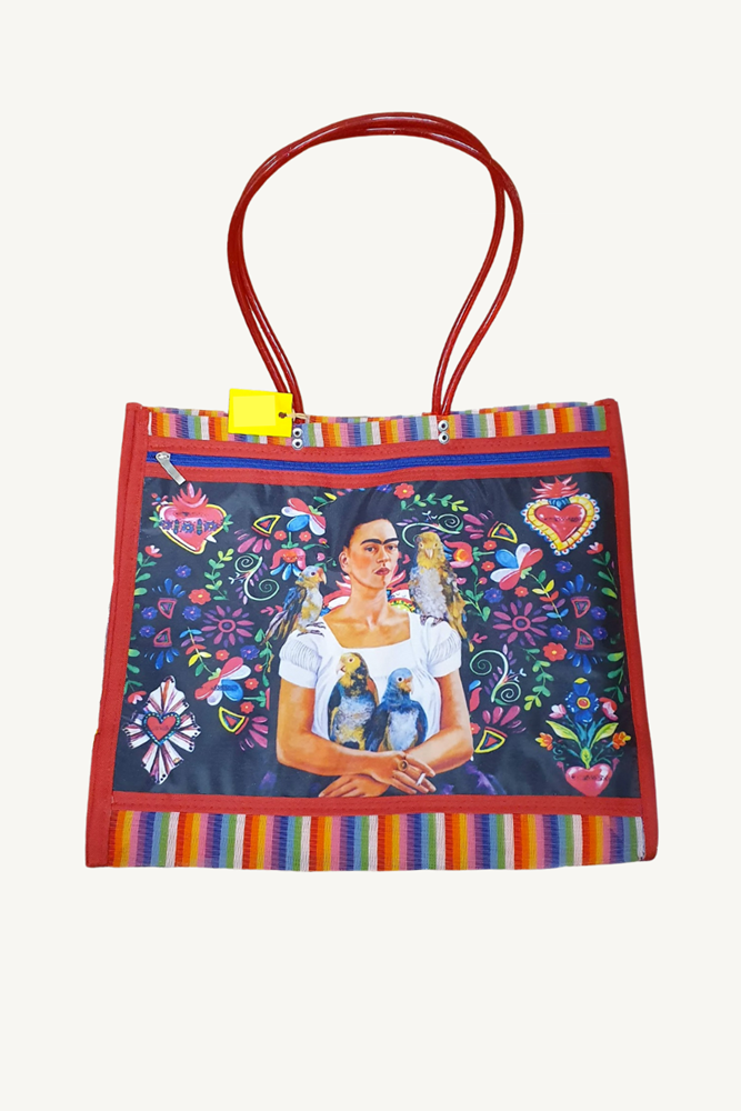 Shop Mexican Frida Kahlo Mesh Shopper - Parrots - Origen Imports