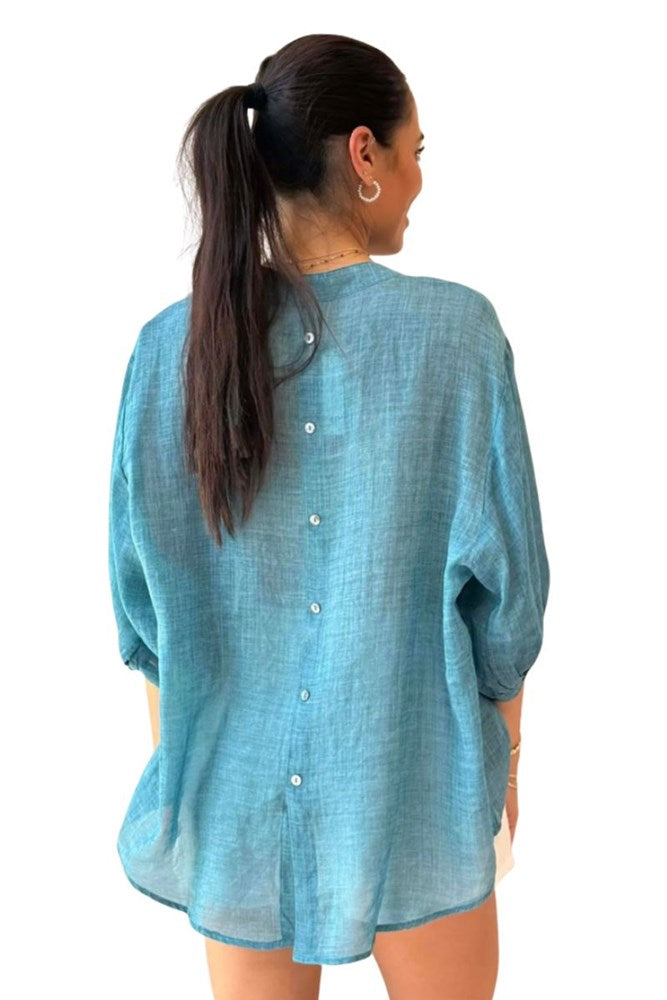 Mia Linen Shirt By Worthier - Teal