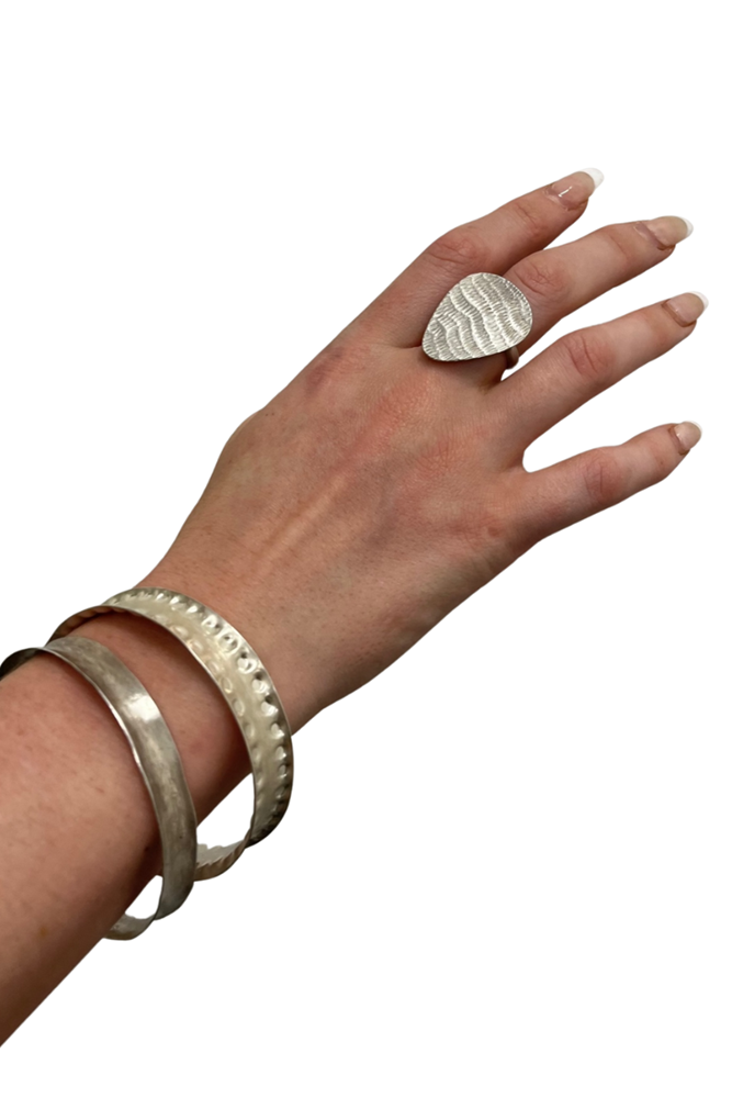 Shop Silver Engraved Brushed Detail Ring - Origen Imports