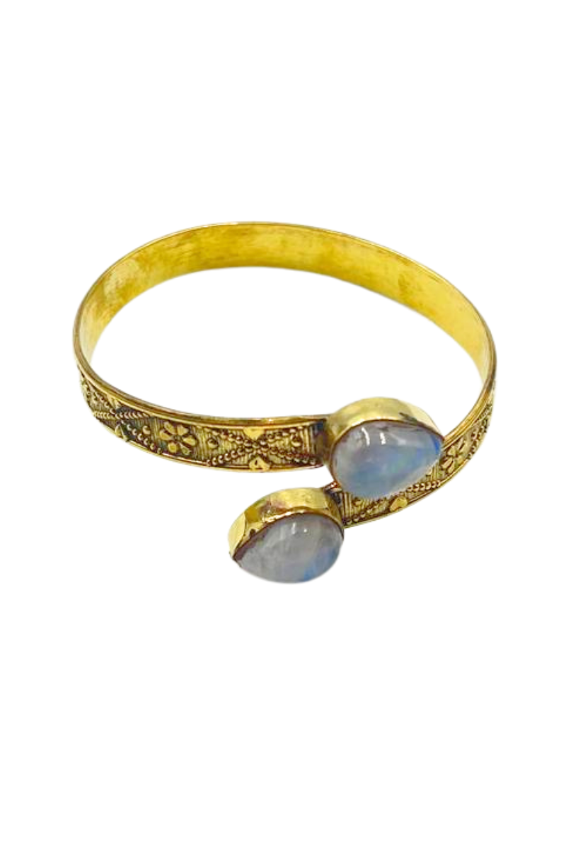Shop Moonstone Crystal Engraved Bangle By Origen - Origen Imports