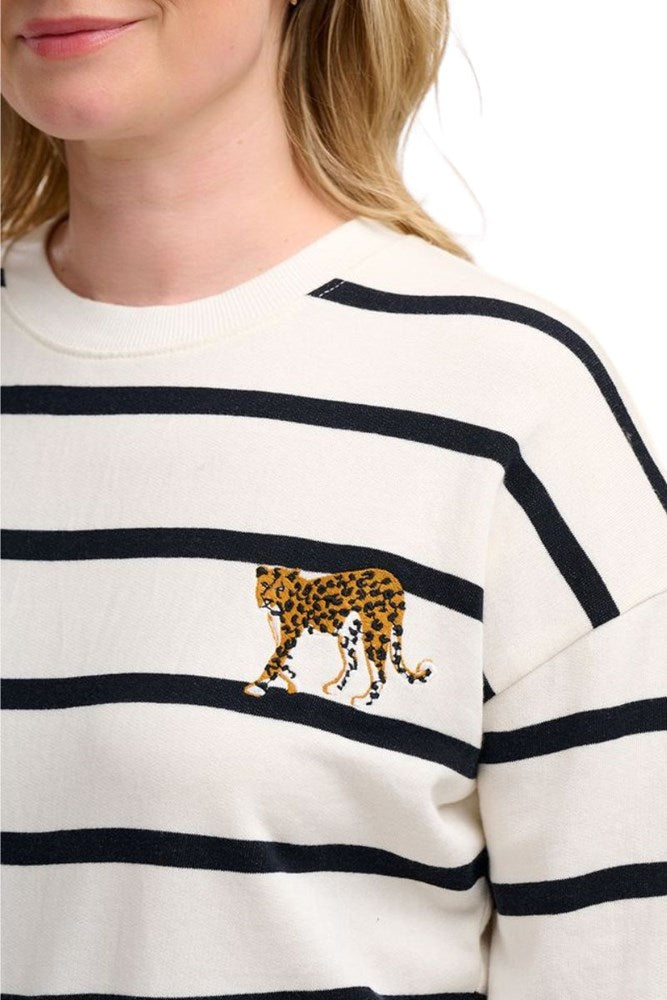 Shop Noah Sweatshirt by Sugarhill Brighton  - Off White with Leopard Embroidery - Origen Imports