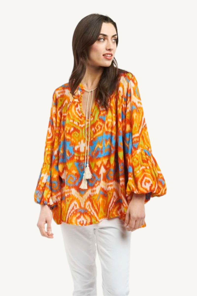 Shop Orange Billow Blouse By Italian Star - Origen Imports