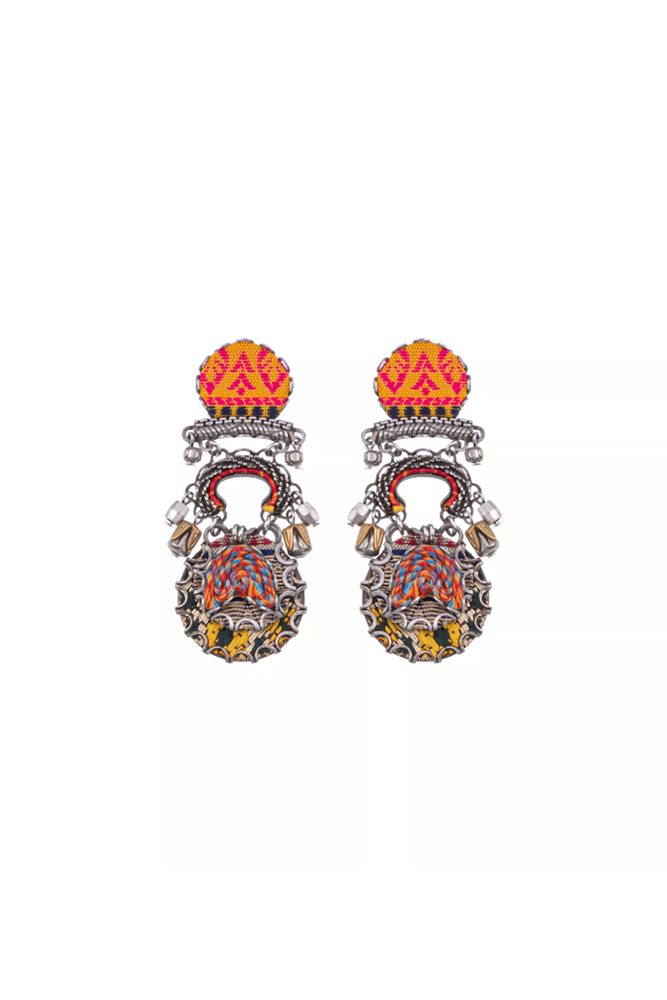 Shop Orange Embroidered Dream Valo Earrings By Ayala Bar - Origen Imports