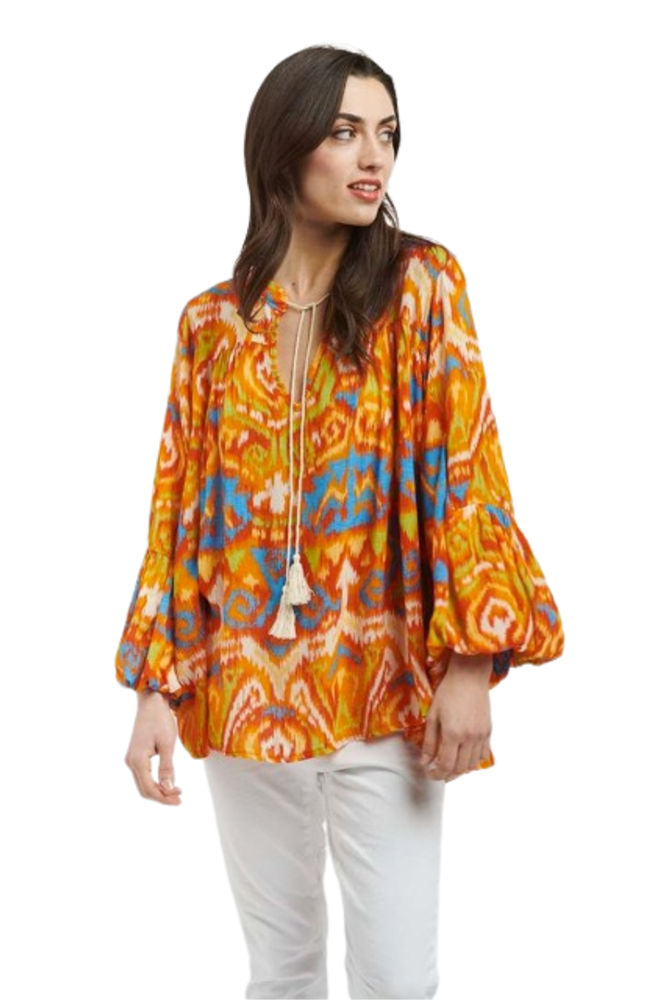Billow Blouse By Italian Star - Orange