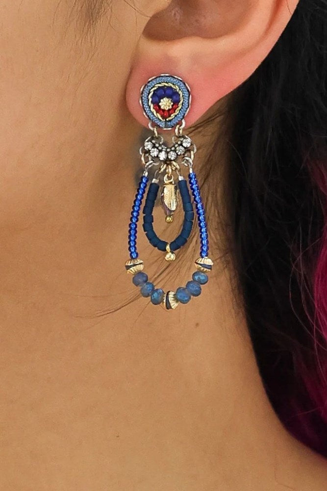 Blue Beaded Chike Earrings by Ayala Bar