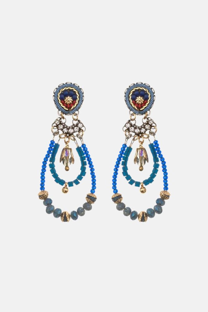 Blue Beaded Chike Earrings by Ayala Bar
