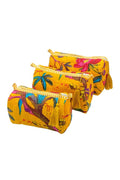 Cotton Quilted 3-Piece Travel Bag & Pouch Set