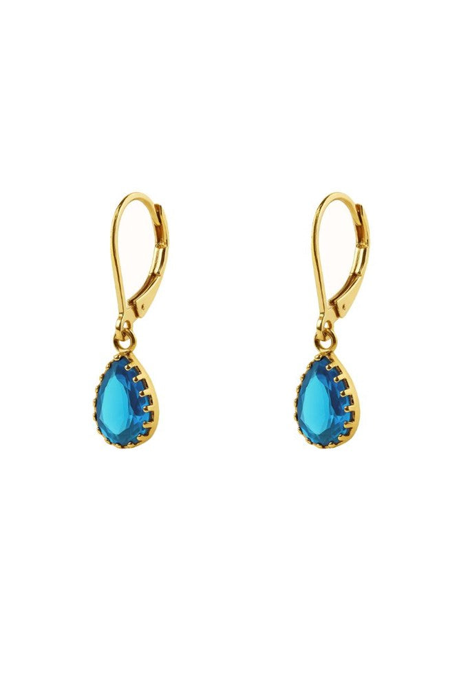 Colbalt Blue Gold Filled Tear Drop Earrings