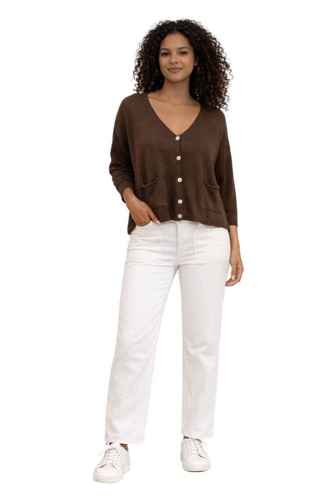 Verona Cotton Cardigan - Chocolate