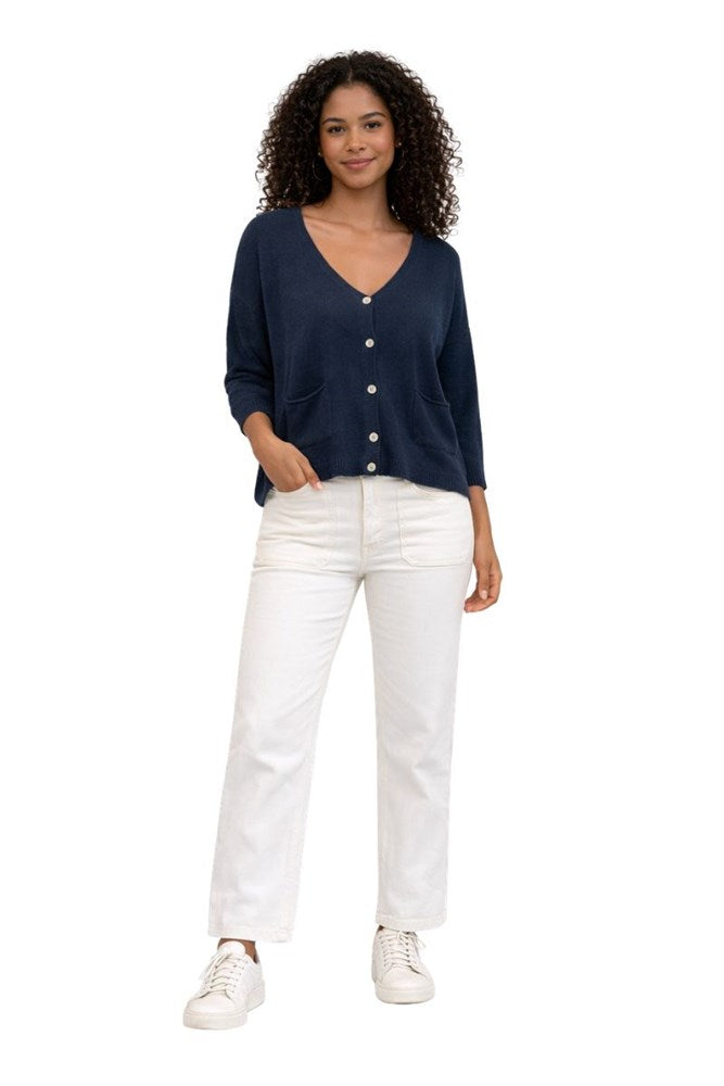 Verona Cotton Cardigan -Navy