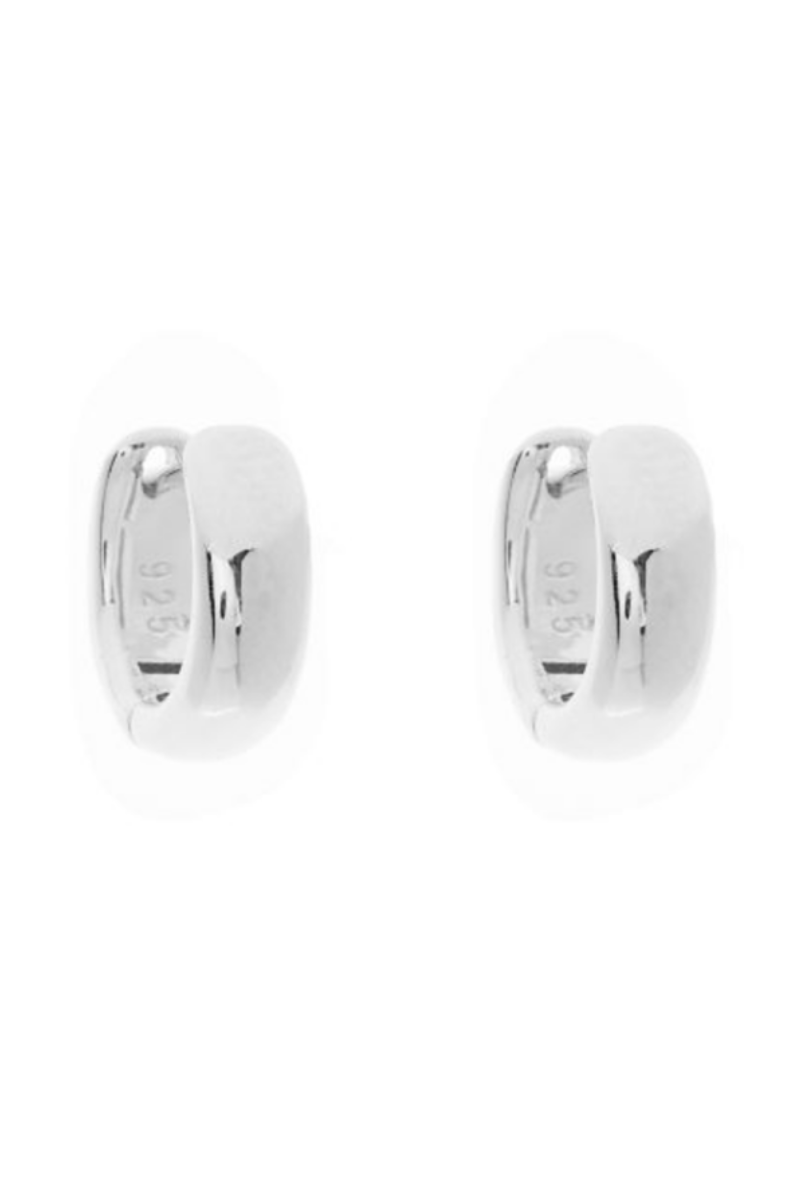 Shop Oval Huggie Silver Earrings by GA - Origen Imports