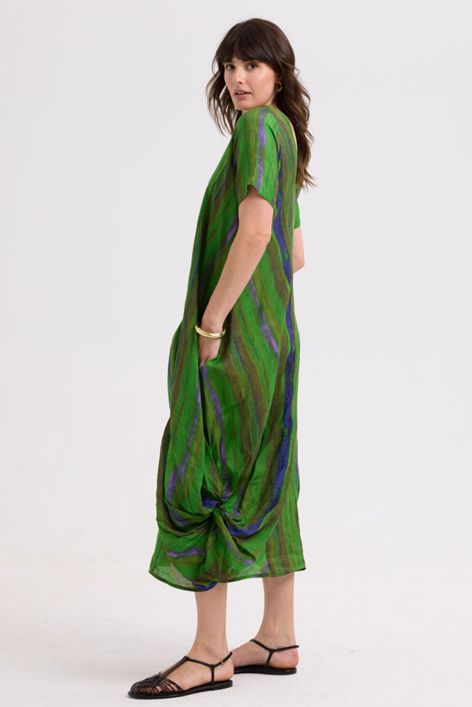 Shop Painted Linen Lime Green Dress By LD + Co - Origen Imports