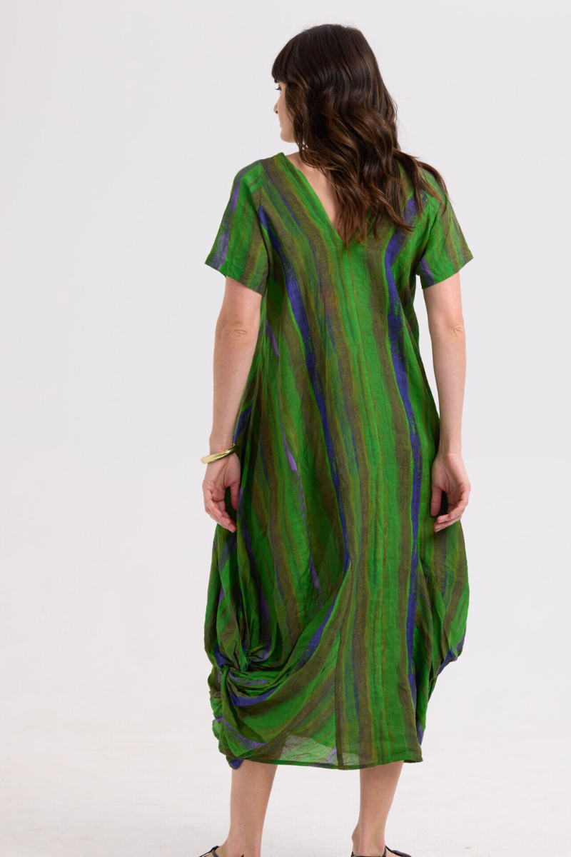 Shop Painted Linen Lime Green Dress By LD + Co - Origen Imports