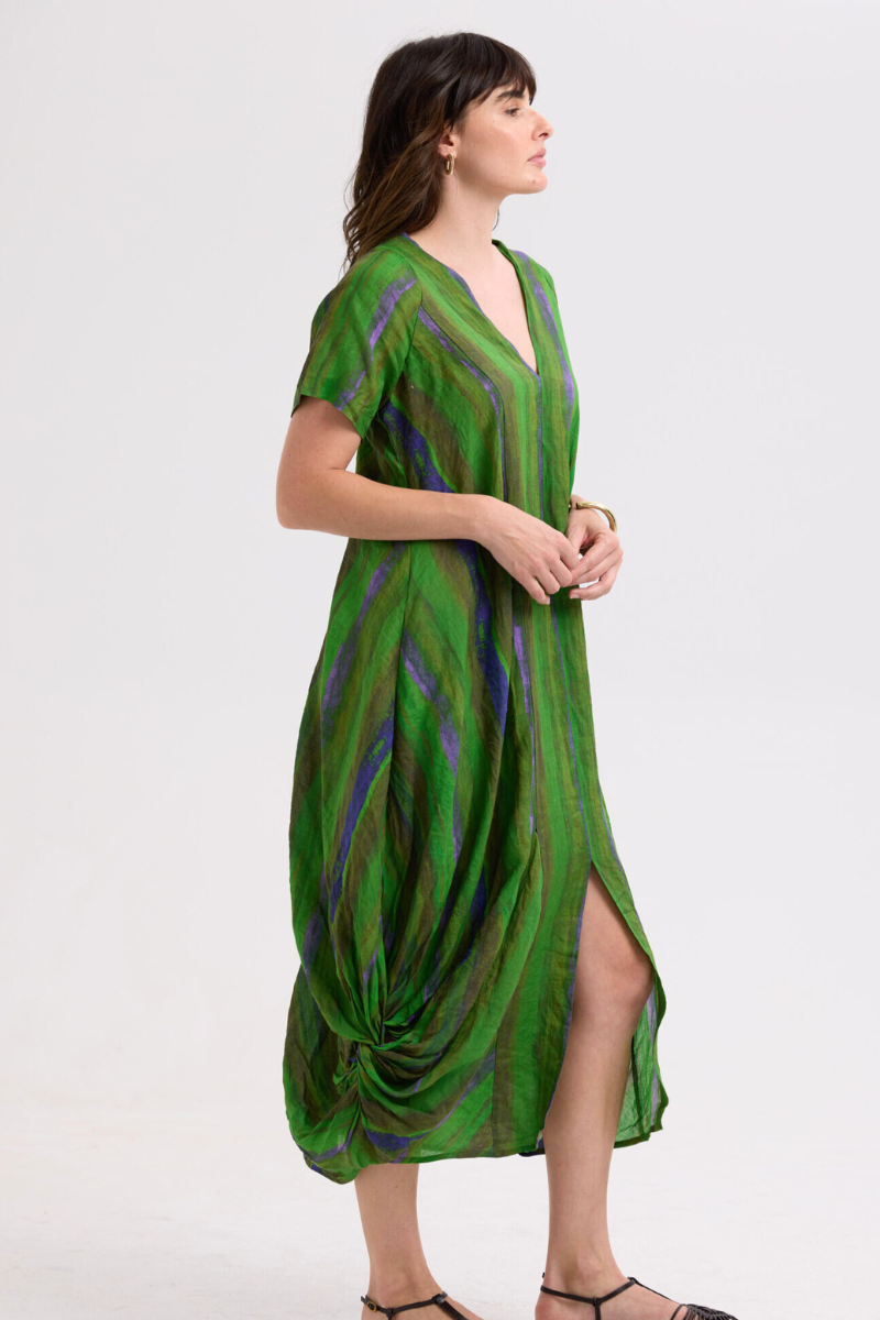 Shop Painted Linen Lime Green Dress By LD + Co - Origen Imports