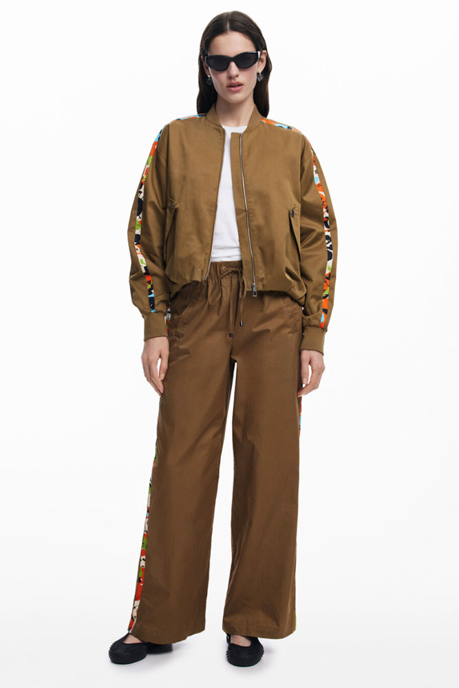 Shop Paisley Stripe Tan Bomber Jacket By Desigual - Origen Imports