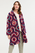 Shop Patterned Pink & Navy Coat By Urban Luxury - Origen Imports