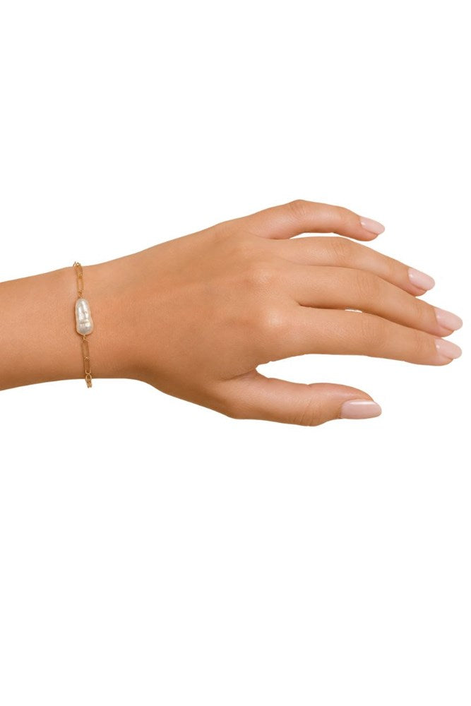 Gold Plated Chain & Pearl Bracelet