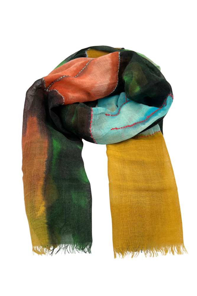 Shop Perla Multi-Coloured Wool Scarf by Beleve - Origen Imports