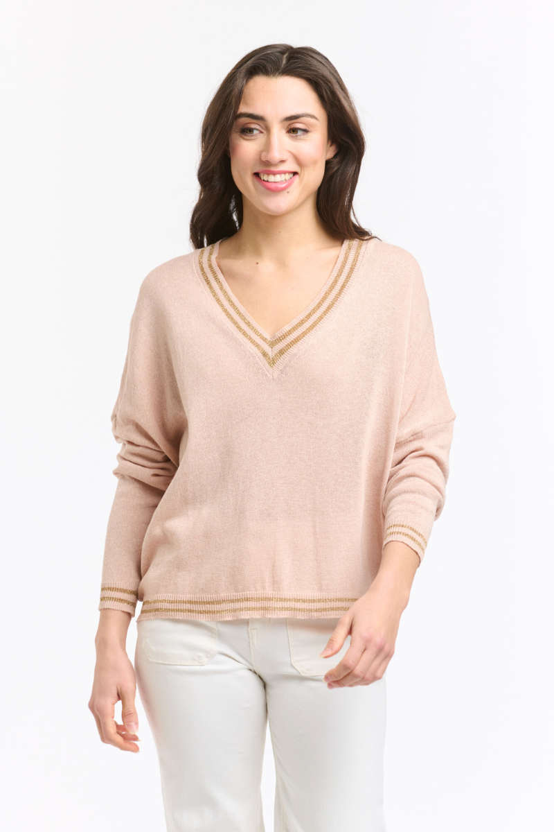Shop Pink & Gold Lurex College Knit by Italian Star - Origen Imports