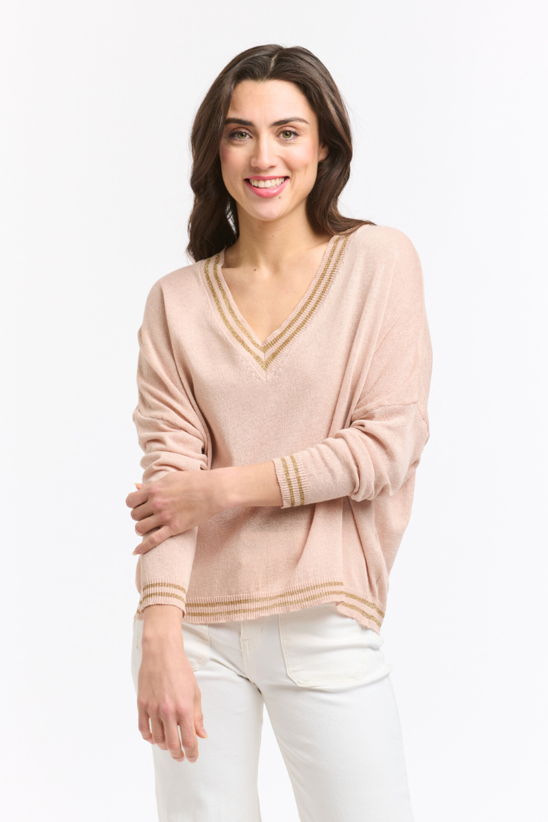 Shop Pink & Gold Lurex College Knit by Italian Star - Origen Imports