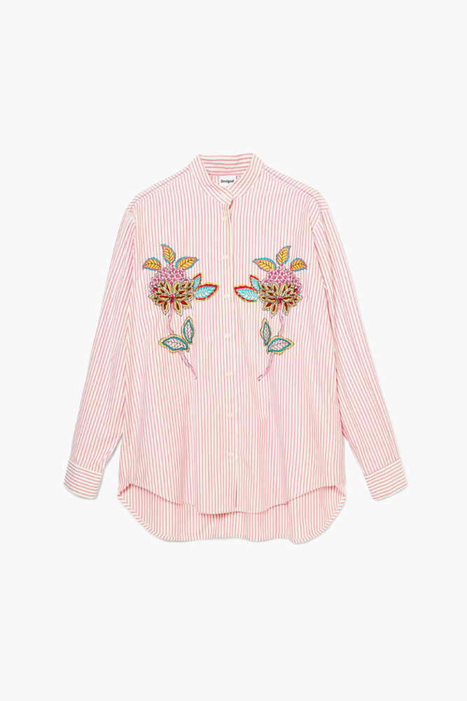 Shop Striped Floral Detail Shirt By Desigual - Origen Imports