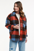 Shop Plaid Blue, Brown & Orange Jacket By Urban Luxury - Origen Imports