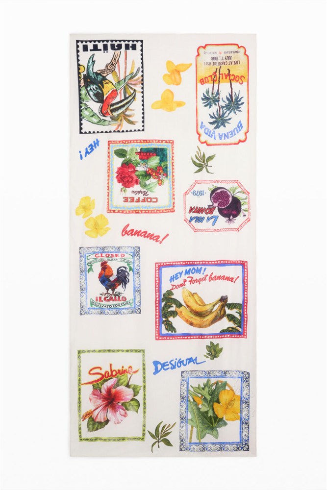 Shop Rectangular Tropical Stamp Scarf By Desigual - Origen Imports
