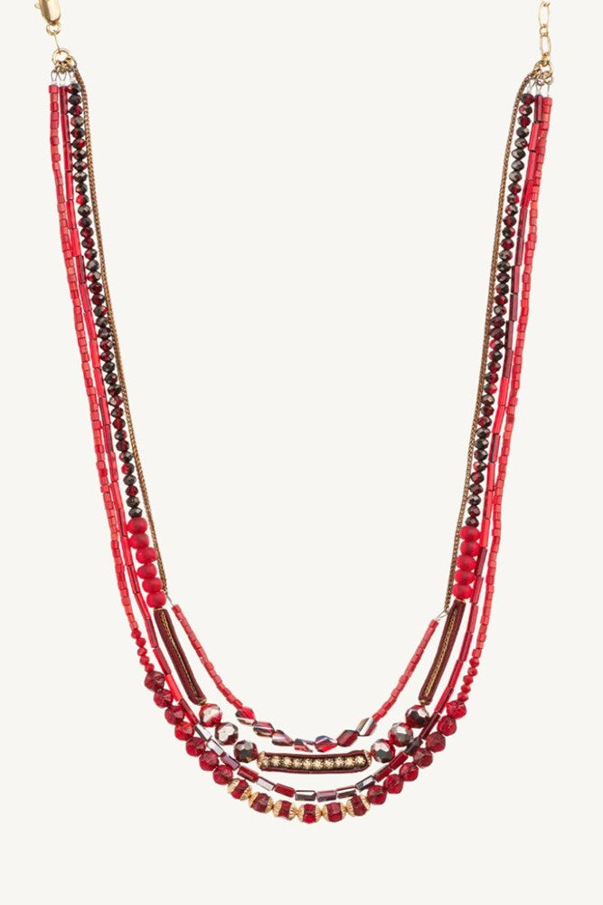 Red Beaded Miskwa Necklace