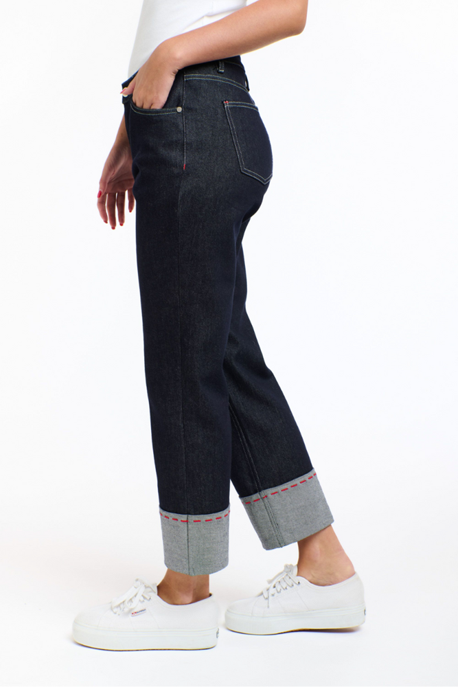 Shop Red Stitch Dark Denim Jeans by 365 Days - Origen Imports