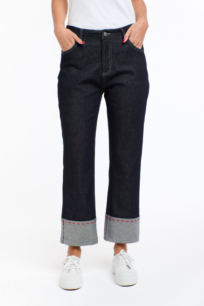 Shop Red Stitch Dark Denim Jeans by 365 Days - Origen Imports