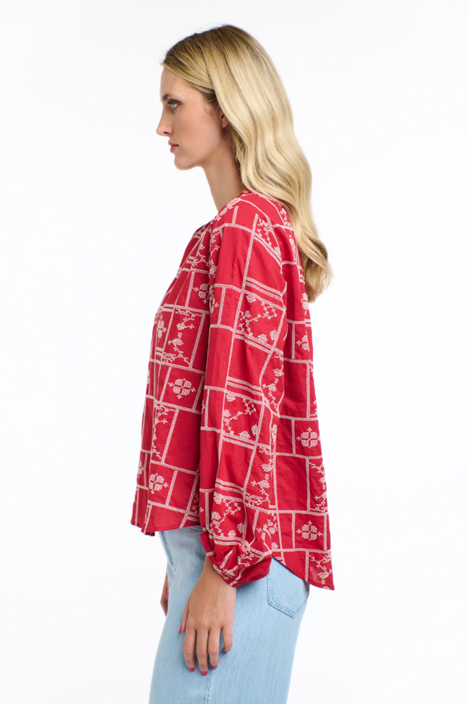 Shop Red Meredith Stitch Top By 365 Days - Origen Imports