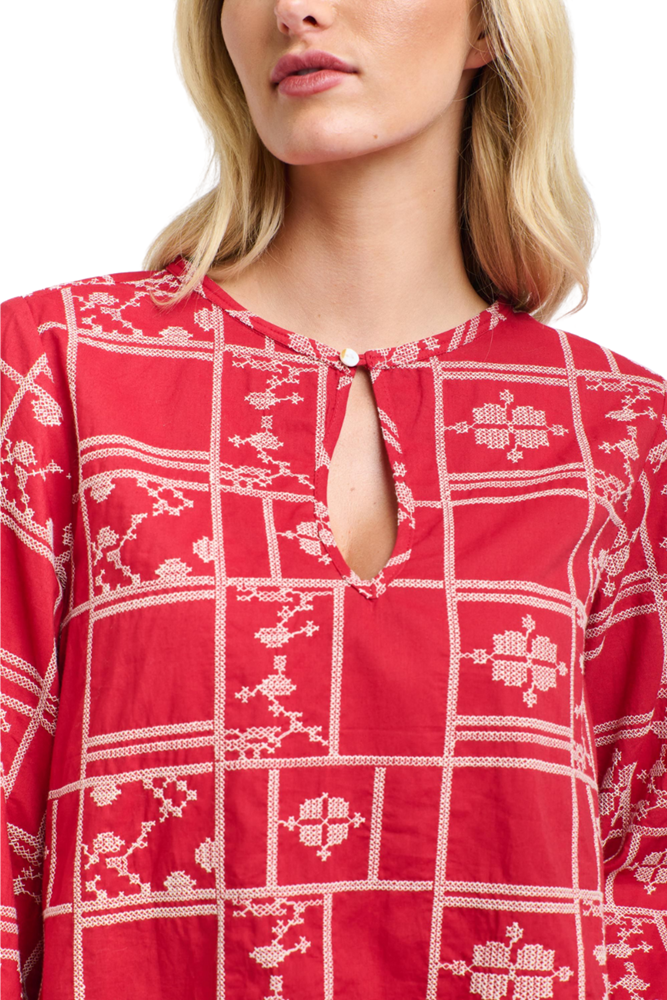 Shop Red Meredith Stitch Top By 365 Days - Origen Imports