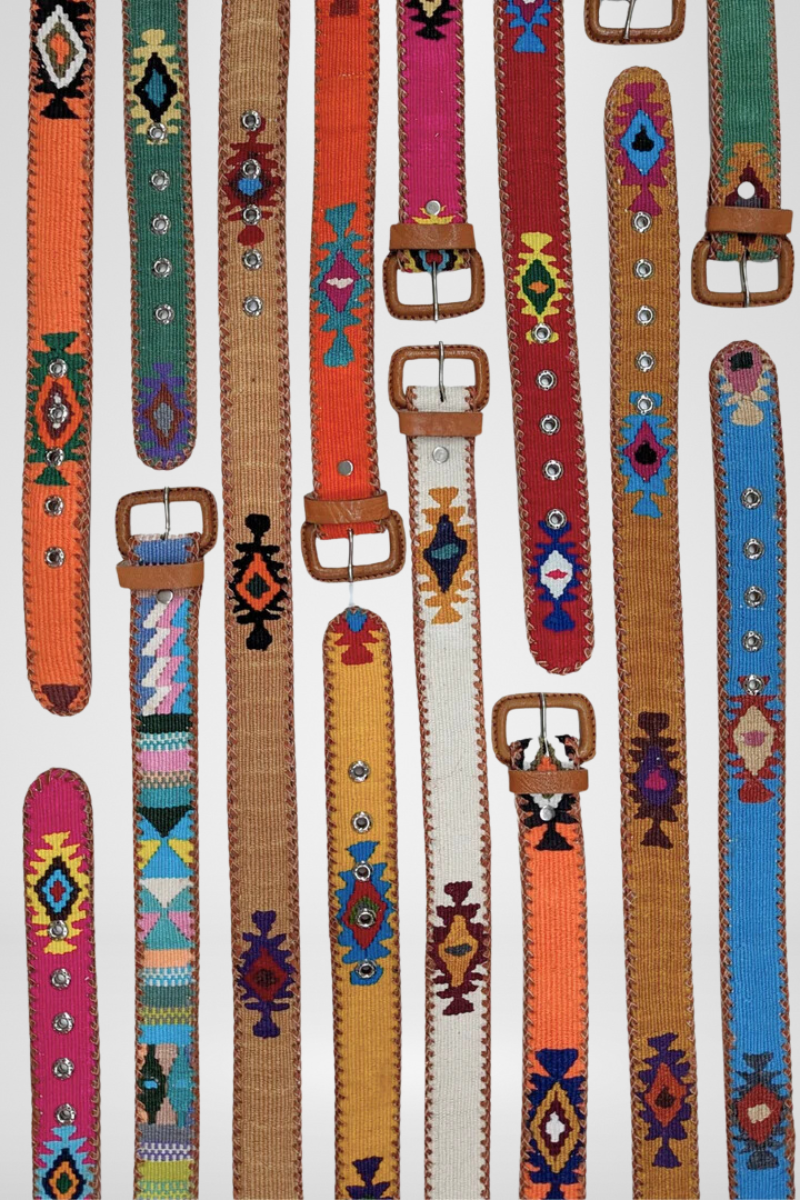 Shop Guatemalan Cotton Leather Rombo Belt - Origen Imports
