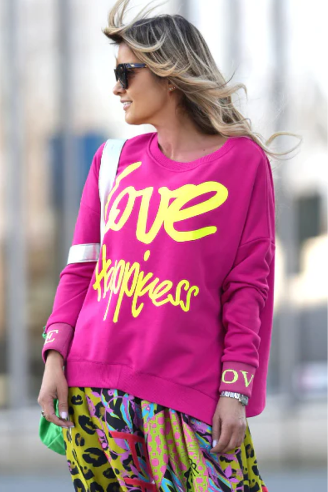 Shop Roundneck Love Happiness Sweatshirt By Miss Goodlife - Origen Imports