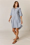 Rubyyaya Cornelli Cotton Shirt Dres - Blue