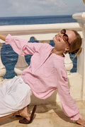 Rubyyaya Cornelli Embroidered Shirt – Pink Stripe