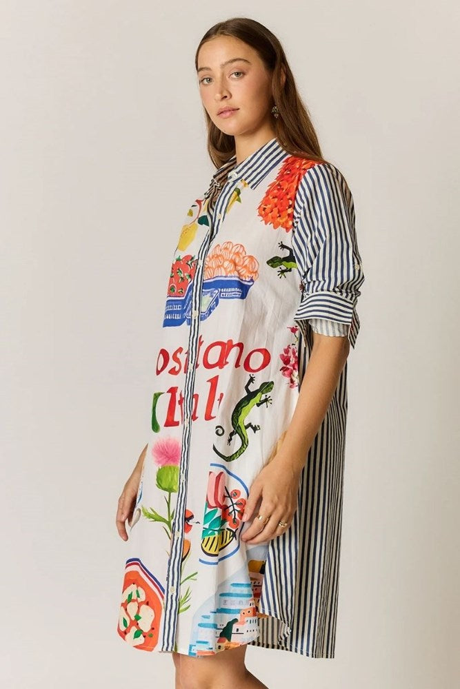 Rubyyaya Sicily Shirt Dress – Mediterranean Print