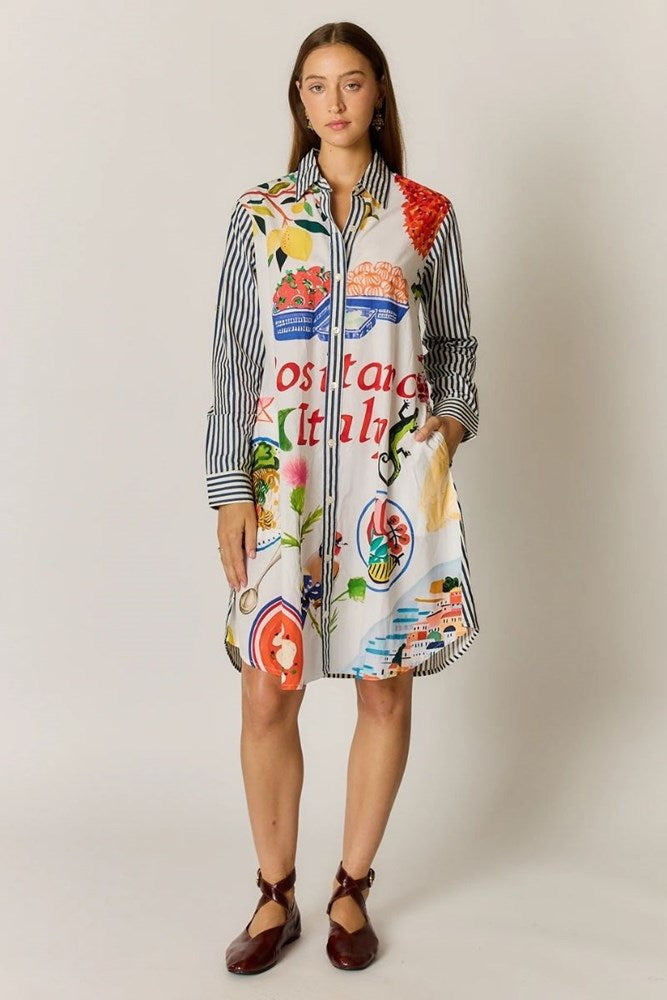 Rubyyaya Sicily Shirt Dress – Mediterranean Print